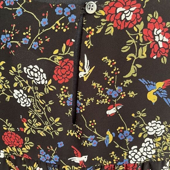 Madewell Sheer-Sleeve Ruffle Peplum Top in Finch Floral. Small. - Picture 9 of 10